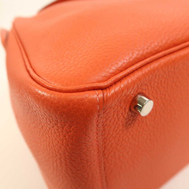 HERMES Clemence皮革Lindy 30銀扣手挽肩背兩用袋Rouge Pivoine-9