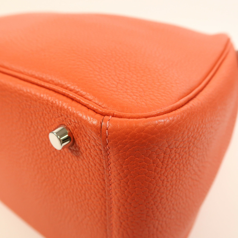 HERMES Clemence皮革Lindy 30銀扣手挽肩背兩用袋Rouge Pivoine-10