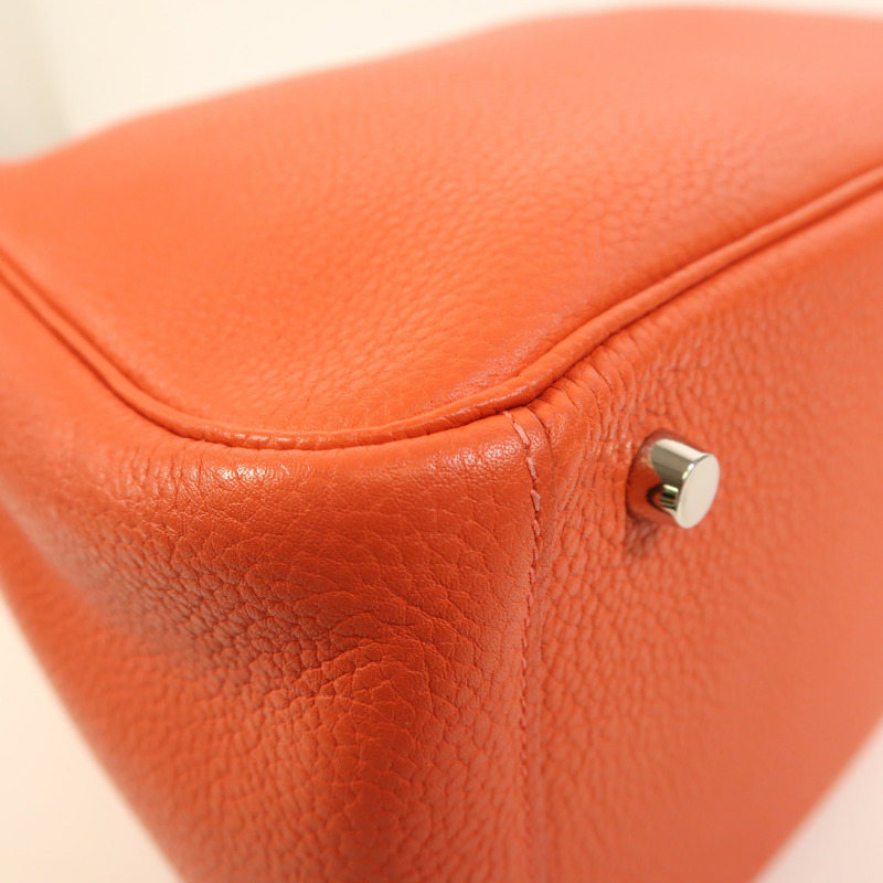 HERMES Clemence皮革Lindy 30銀扣手挽肩背兩用袋Rouge Pivoine-11
