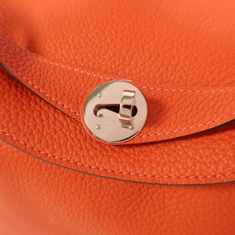 HERMES Clemence皮革Lindy 30銀扣手挽肩背兩用袋Rouge Pivoine-14