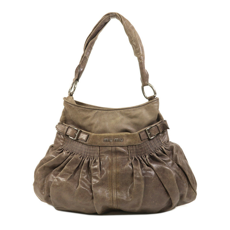 Miu Miu 牛皮皮革Shoulder Bag銀扣肩背袋-0