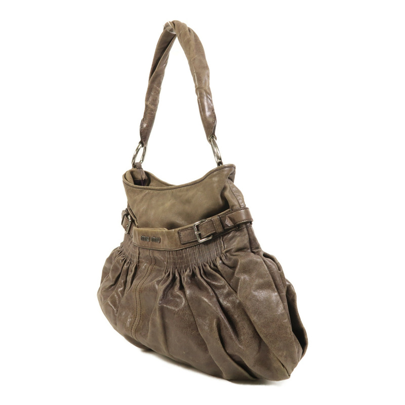 Miu Miu 牛皮皮革Shoulder Bag銀扣肩背袋-2