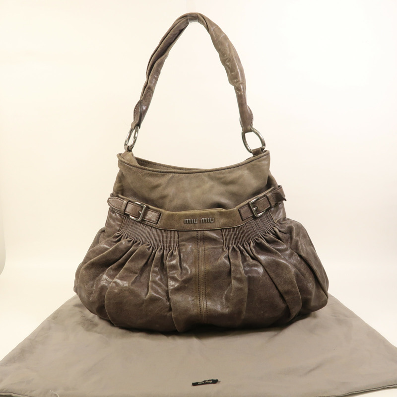 Miu Miu 牛皮皮革Shoulder Bag銀扣肩背袋-8