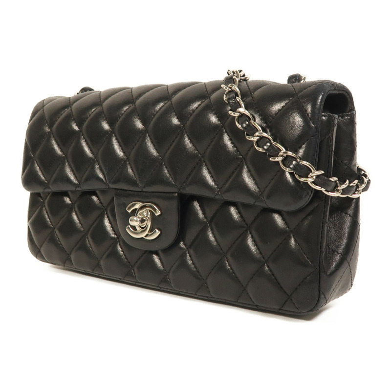 CHANEL 羊皮皮革Chain Shoulder銀扣鏈帶肩背袋-2