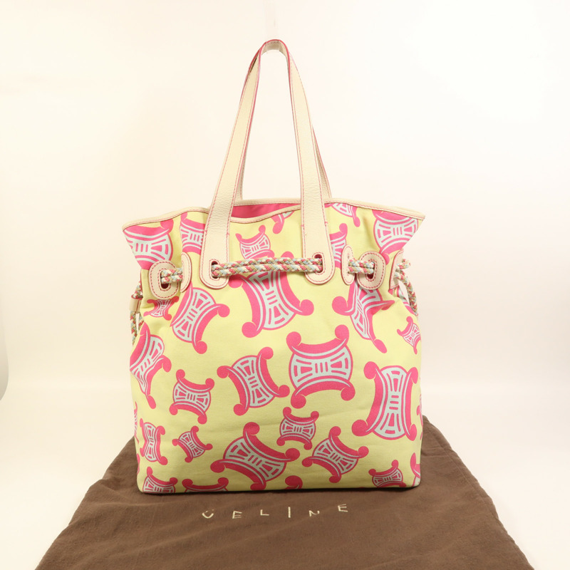 CELINE 帆布Macadam Tote銀扣肩背袋-9