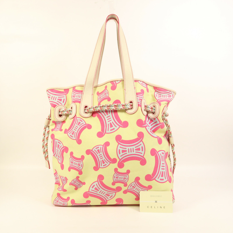 CELINE 帆布Macadam Tote銀扣肩背袋-10