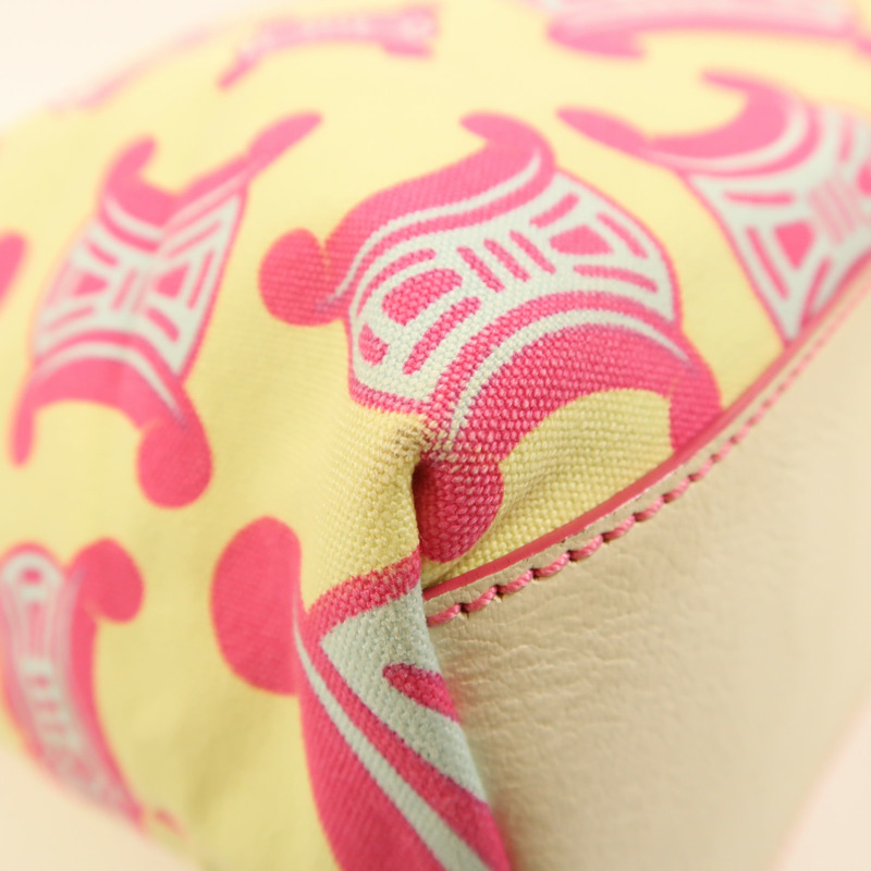 CELINE 帆布Macadam Tote銀扣肩背袋-12