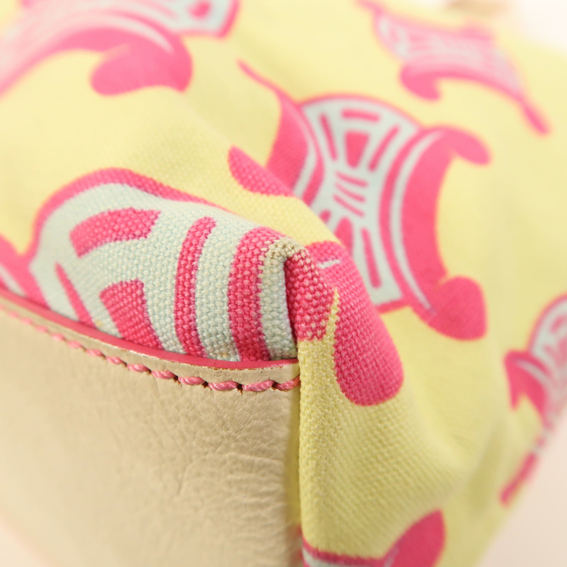 CELINE 帆布Macadam Tote銀扣肩背袋-13