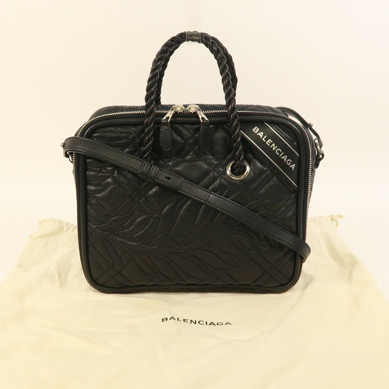 BALENCIAGA 牛皮皮革Blanket Square銀扣手挽肩背兩用袋-9