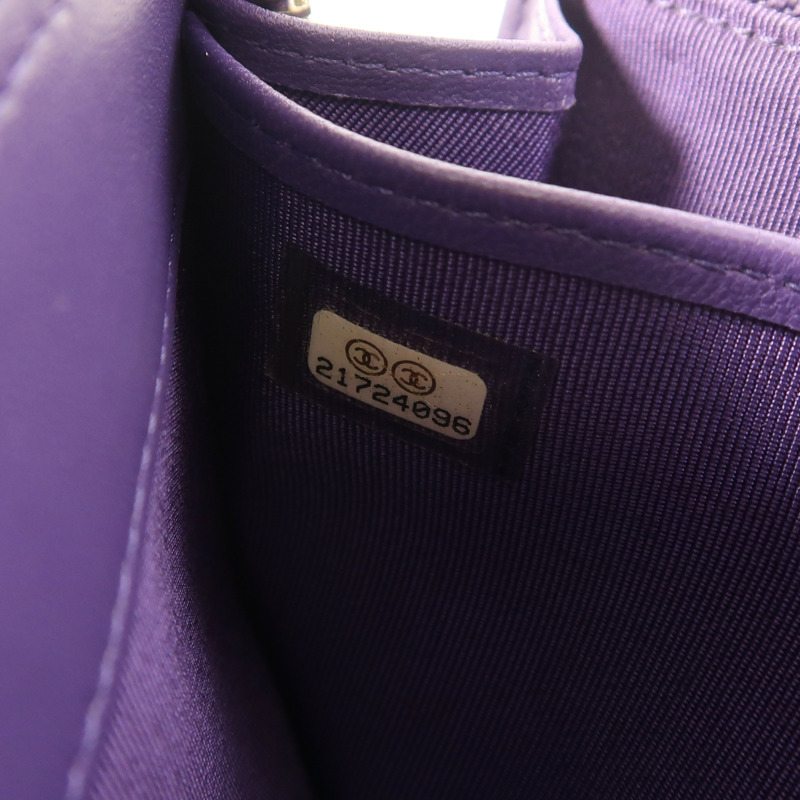 CHANEL 羊皮皮革Zipper Long Wallet銀扣長錢包-6