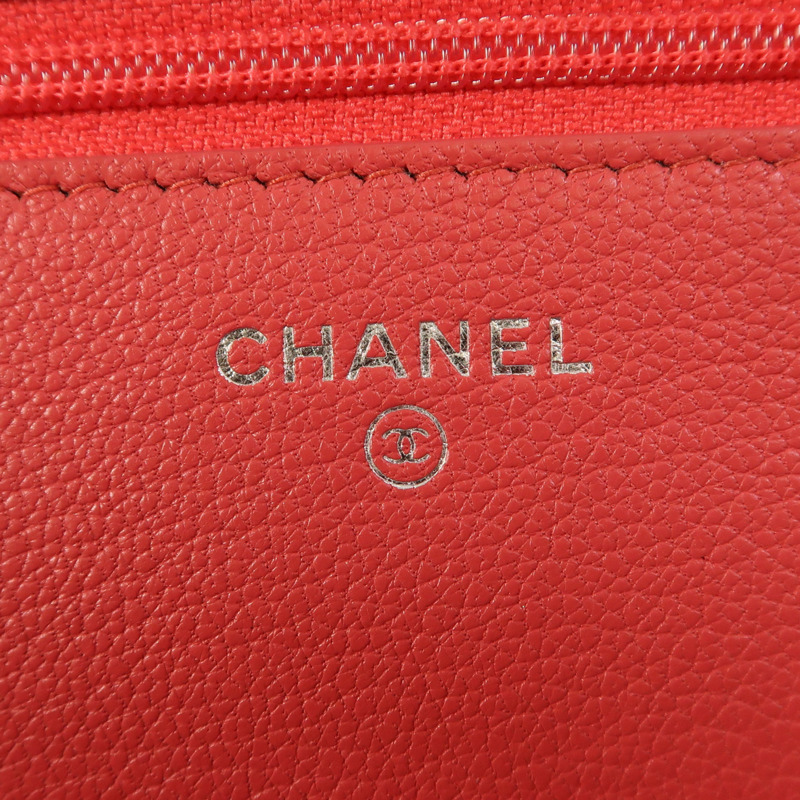 CHANEL 牛皮皮革WOC Wallet On Chain鏈帶肩背袋-5