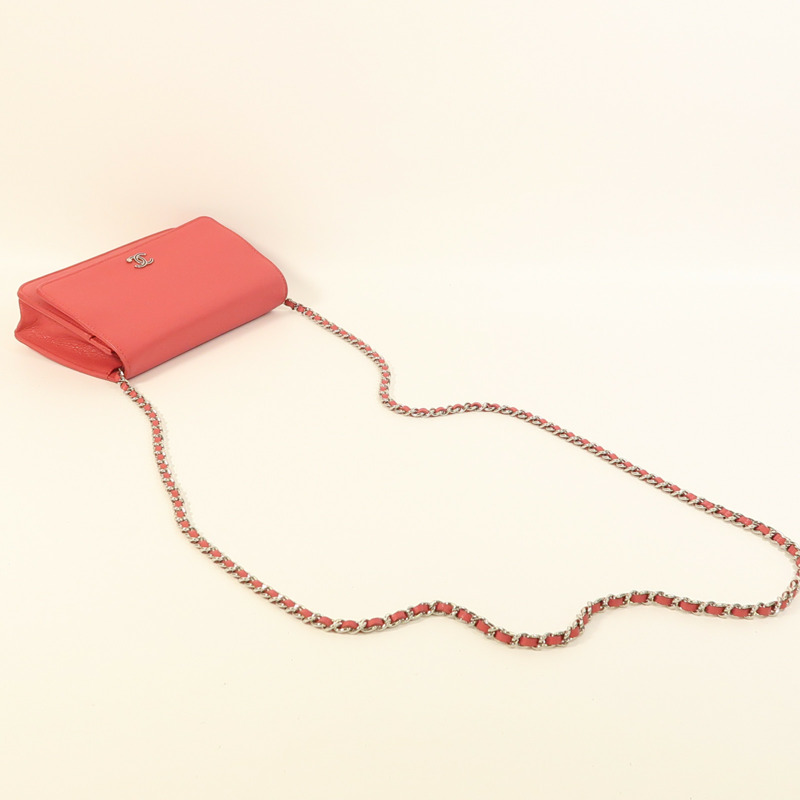 CHANEL 牛皮皮革WOC Wallet On Chain鏈帶肩背袋-8