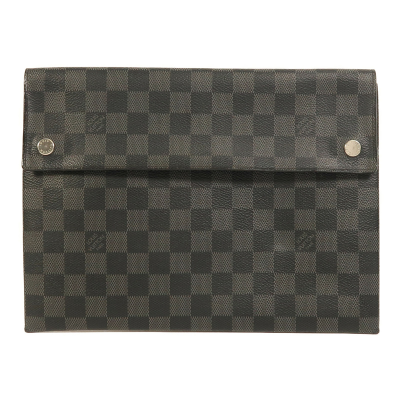 LOUIS VUITTON Damier Graphite Alpha Triple銀扣手拿包-0
