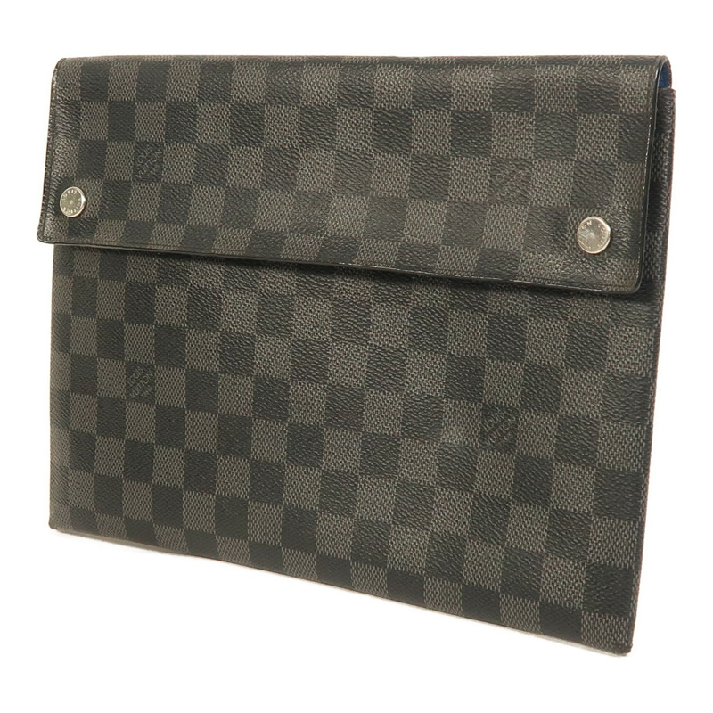 LOUIS VUITTON Damier Graphite Alpha Triple銀扣手拿包-2