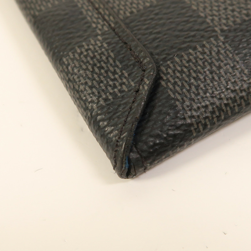 LOUIS VUITTON Damier Graphite Alpha Triple銀扣手拿包-10