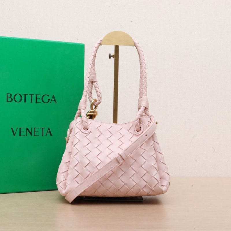 BOTTEGA VENETA 粉色羊皮Parachute降落傘包可拆卸肩帶磁扣開合小號20肩背包-0
