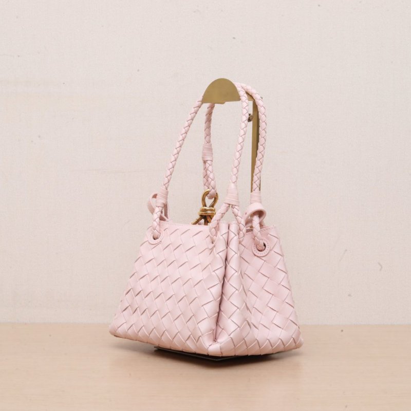 BOTTEGA VENETA 粉色羊皮Parachute降落傘包可拆卸肩帶磁扣開合小號20肩背包-4