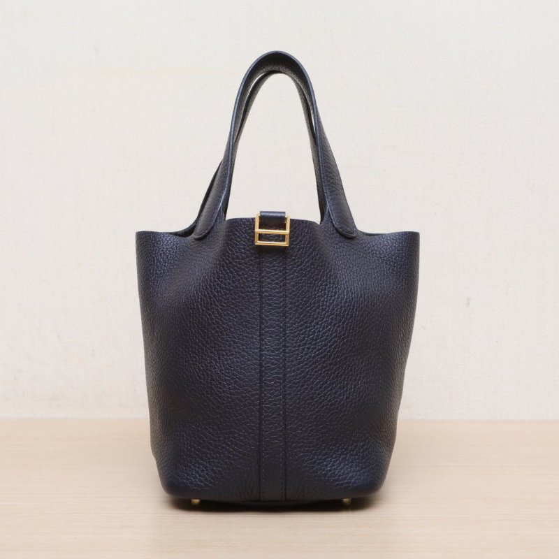 HERMES Picotin18菜籃子3Y軟呢色TC皮U刻金扣肩背包-1