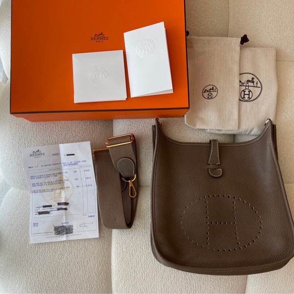 愛馬仕Hermes Evelyne29 大象灰 99新 附贈短背帶-0