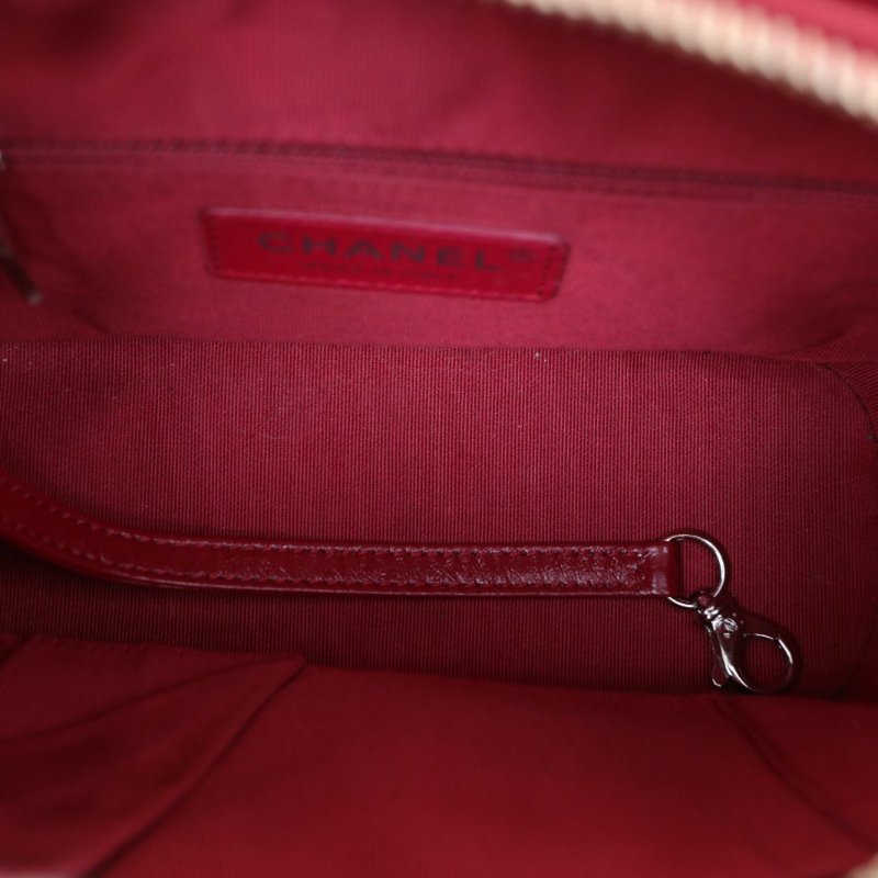 CHANEL GABRIELLE流浪小號20拼色毛呢24開金銀扣肩背包-2