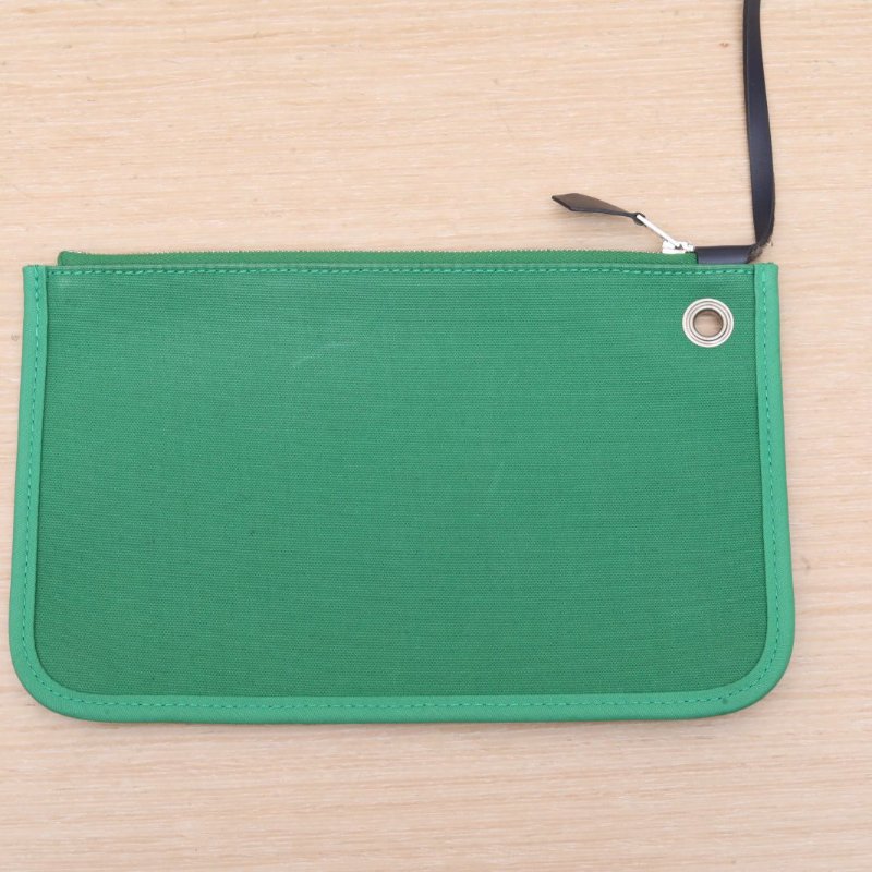 HERMES Herbag311K竹子綠帆布/Hunter牛皮Y刻銀扣肩背包-3