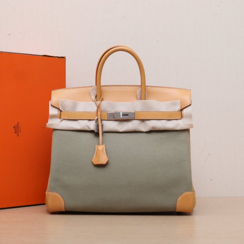 HERMES Hac326H橄欖綠馬鞍皮/帆布框K銀扣肩背包-0