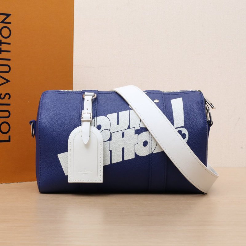 LOUIS VUITTON KEEPALLCity藍色牛皮晶片肩背包-0