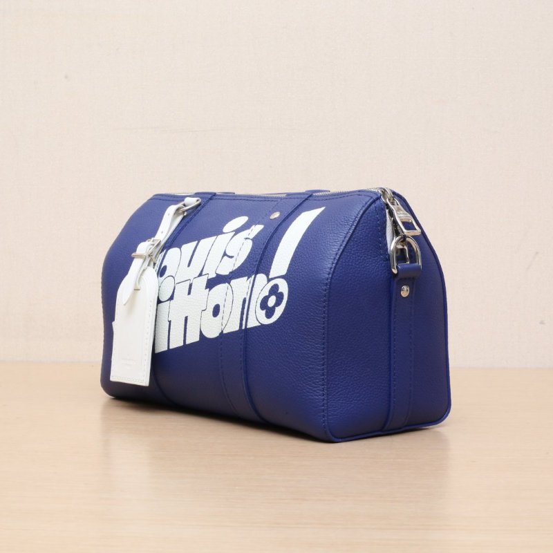 LOUIS VUITTON KEEPALLCity藍色牛皮晶片肩背包-3