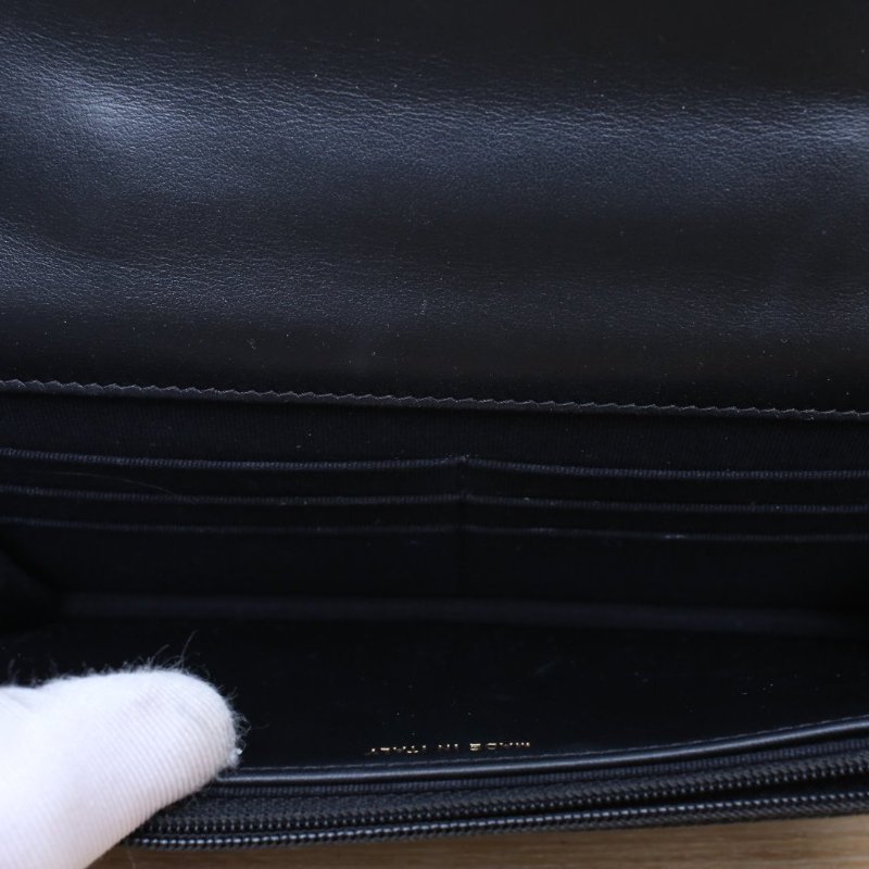 CHANEL 22S手柄CFWOC19黑色荔枝牛皮晶片開金扣雙皮穿拼金屬字母手柄肩背包-4