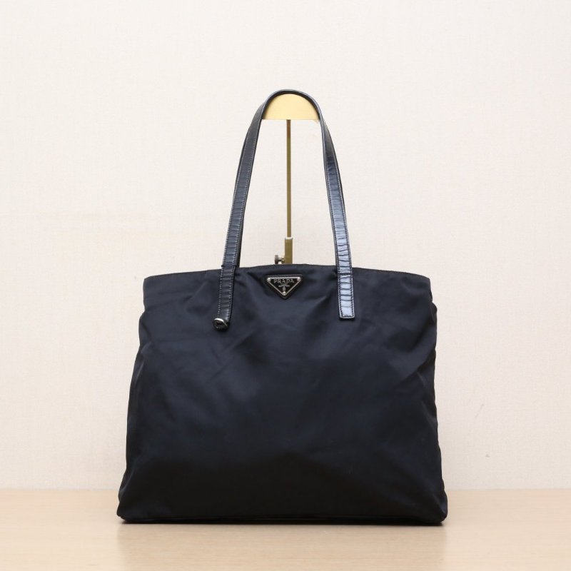 PRADA 黑色尼龍中古降落傘手提托特包肩背包-1