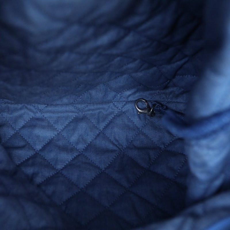 CHANEL 22Bag帶手柄雙肩包小號29牛仔藍牛仔晶片開銀扣肩背包-3