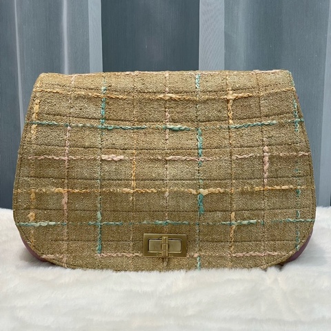 Chanel Tweet軟呢布拼紫色皮革2.55斜背包 XB988