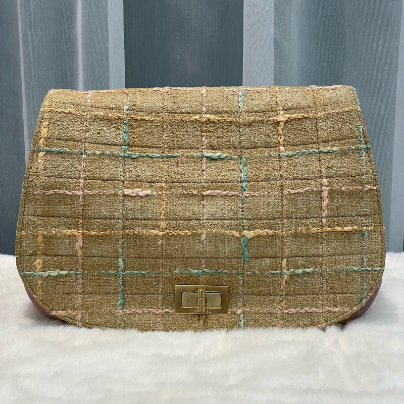 Chanel Tweet軟呢布拼紫色皮革2.55斜背包 XB988-0