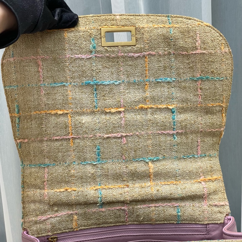 Chanel Tweet軟呢布拼紫色皮革2.55斜背包 XB988-9