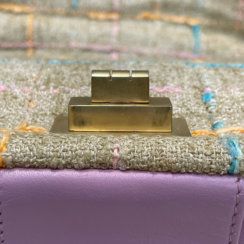 Chanel Tweet軟呢布拼紫色皮革2.55斜背包 XB988-24