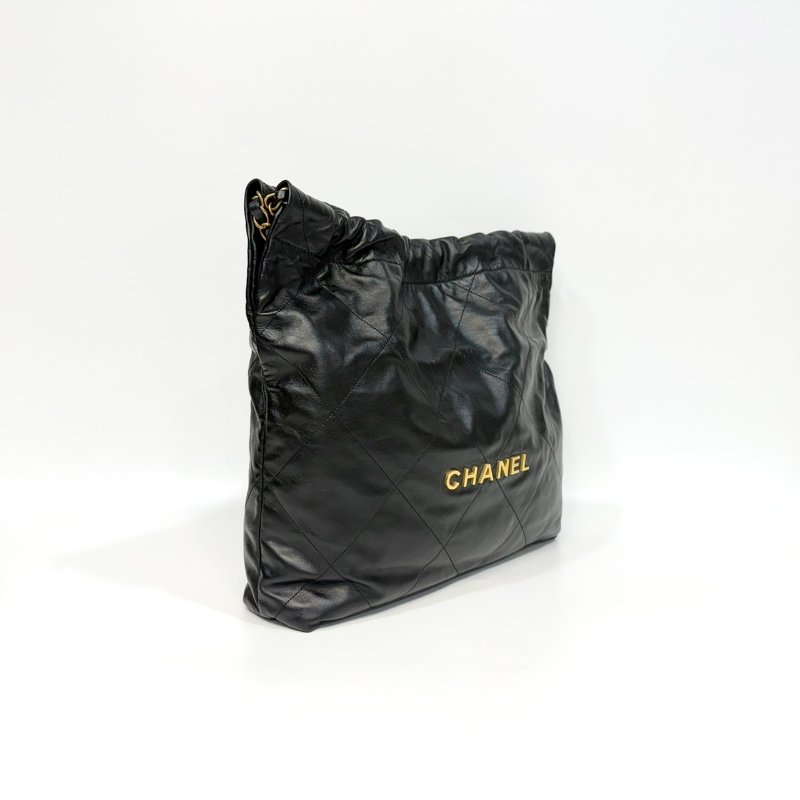 CHANEL黑金小牛皮中號22包/AS3261-3