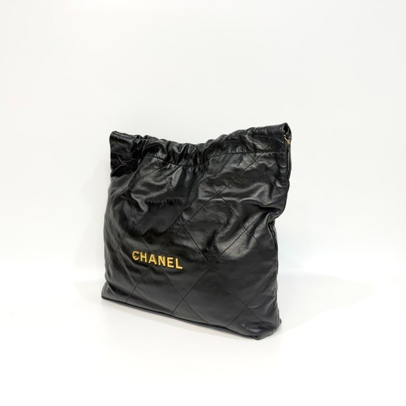 CHANEL黑金小牛皮中號22包/AS3261-4