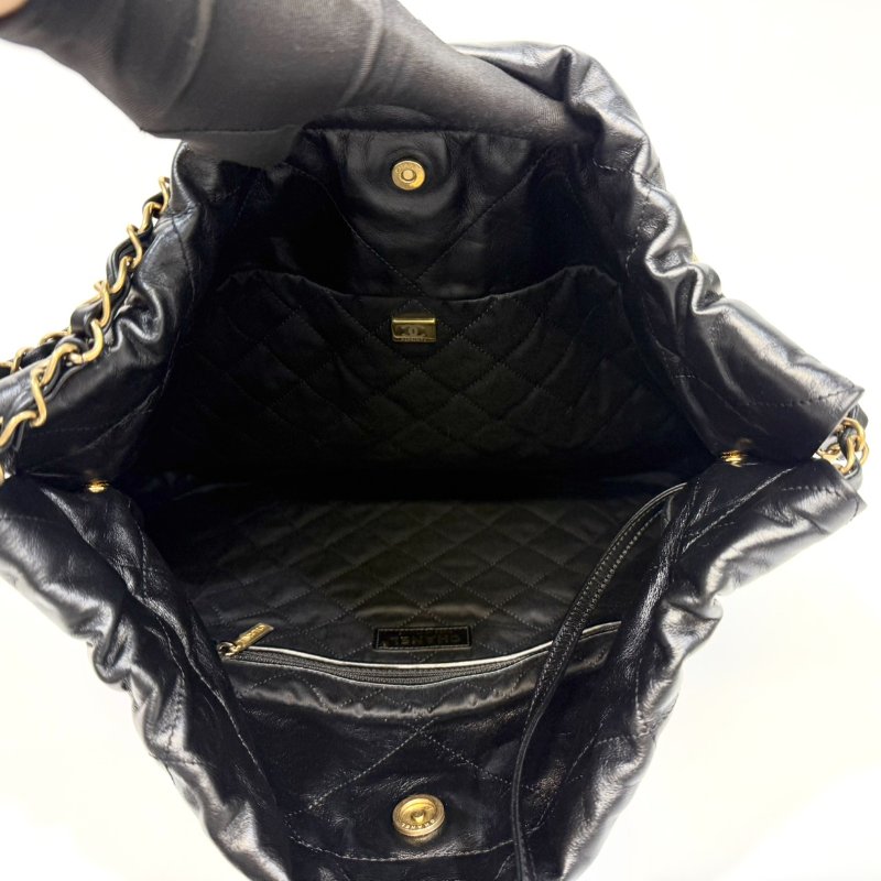 CHANEL黑金小牛皮中號22包/AS3261-8