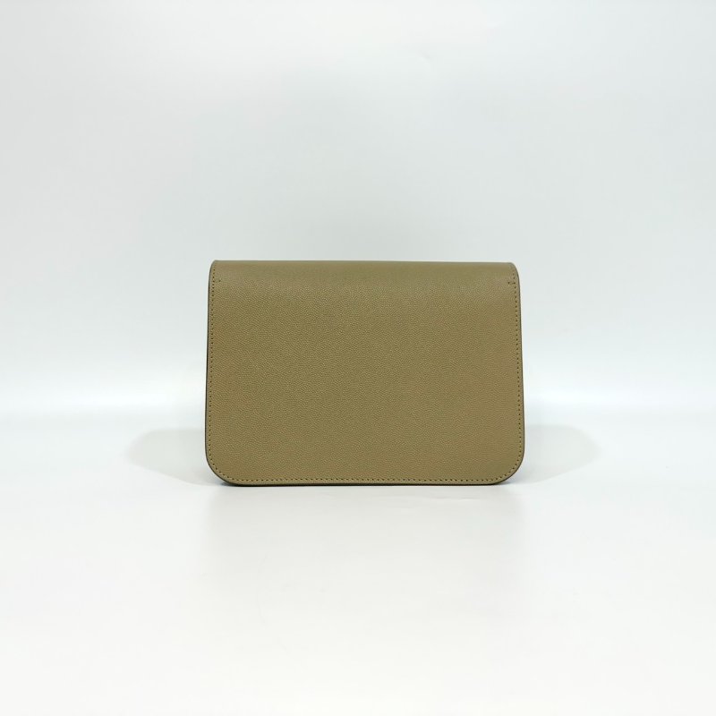 BURBERRY奶茶色粒面牛皮TB金釦雙層風琴包8020641-1