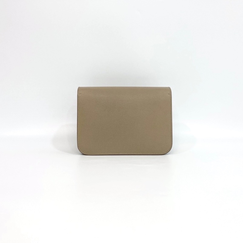 BURBERRY奶茶色粒面牛皮TB金釦雙層風琴包8020641-8