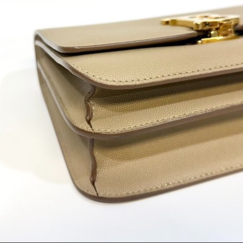 BURBERRY奶茶色粒面牛皮TB金釦雙層風琴包8020641-18