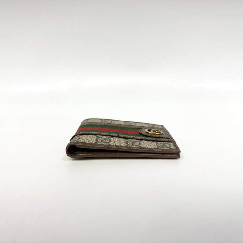 GUCCI Ophidia綠紅綠織帶對開短夾 597606-3