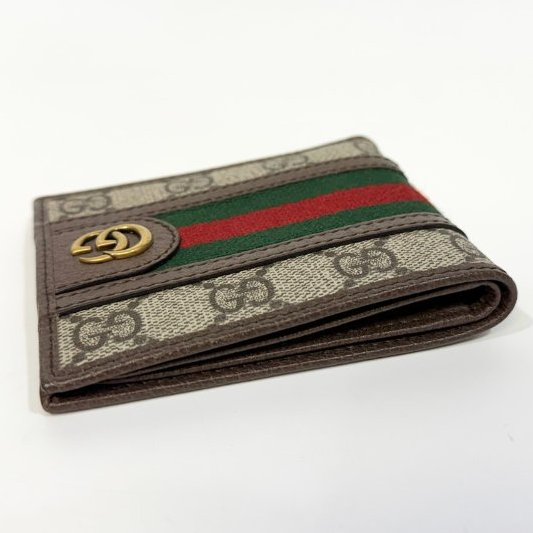 GUCCI Ophidia綠紅綠織帶對開短夾 597606-4