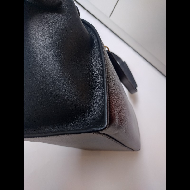 Celine 黑皮金釦兩用包 鞦韆包 28-7