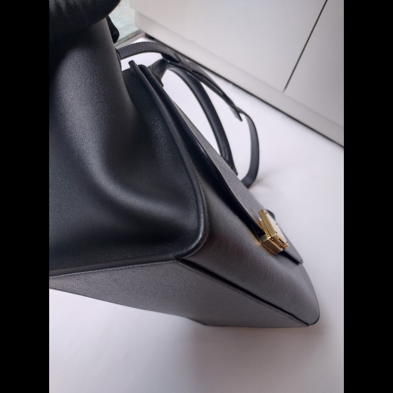 Celine 黑皮金釦兩用包 鞦韆包 28-8