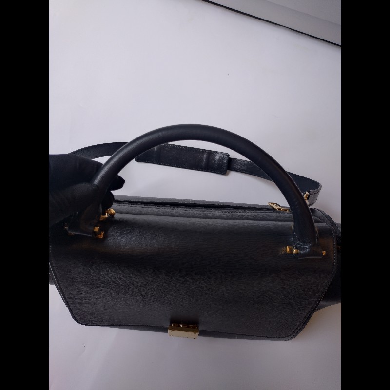 Celine 黑皮金釦兩用包 鞦韆包 28-12