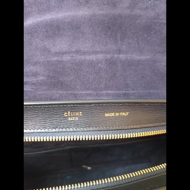 Celine 黑皮金釦兩用包 鞦韆包 28-14