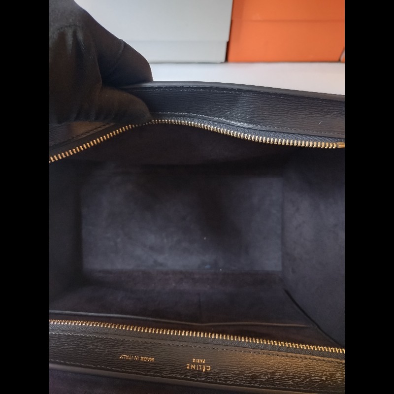 Celine 黑皮金釦兩用包 鞦韆包 28-16