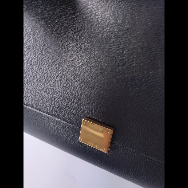 Celine 黑皮金釦兩用包 鞦韆包 28-20