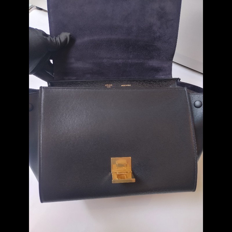 Celine 黑皮金釦兩用包 鞦韆包 28-27